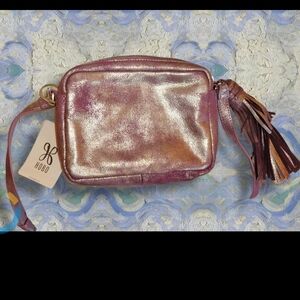 Hobo Metallic Pink Leather Crossbody Bag